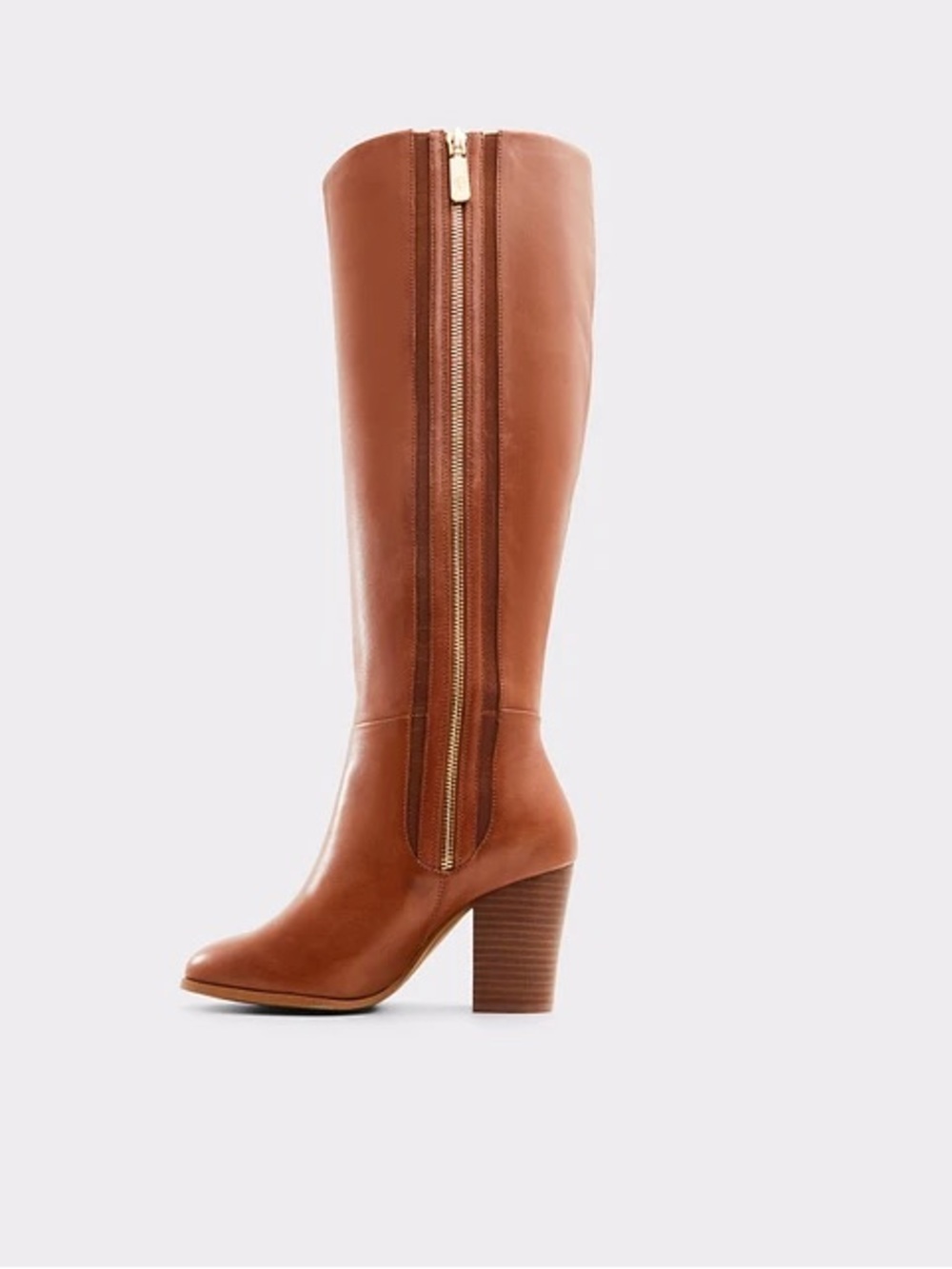 NWOT Aldo Belide-wc Cognac Leather Tall Block Heel Boots